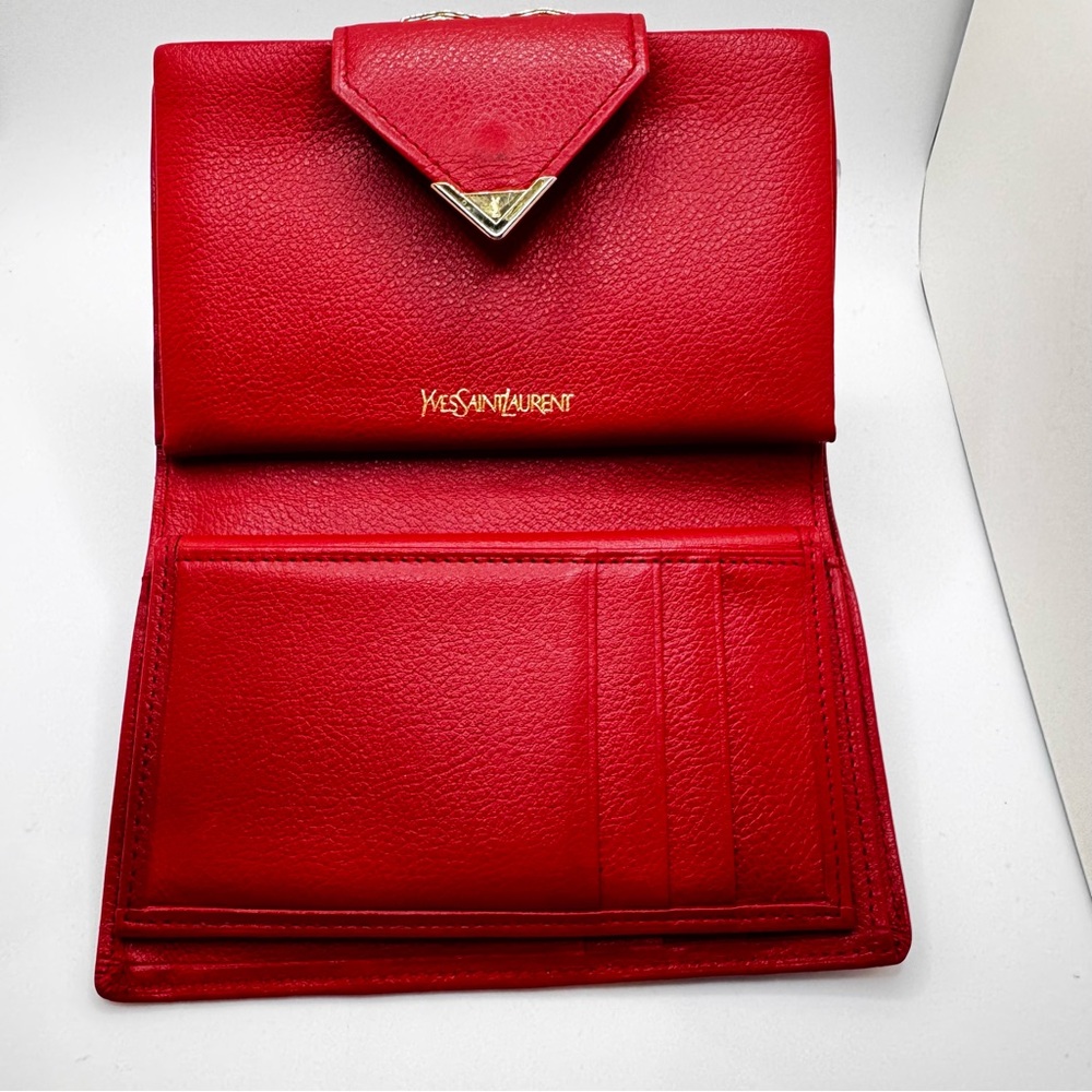 YSL - Saint Laurent- soft leather bright Pink kiss lock wallet - Picture 4 of 16